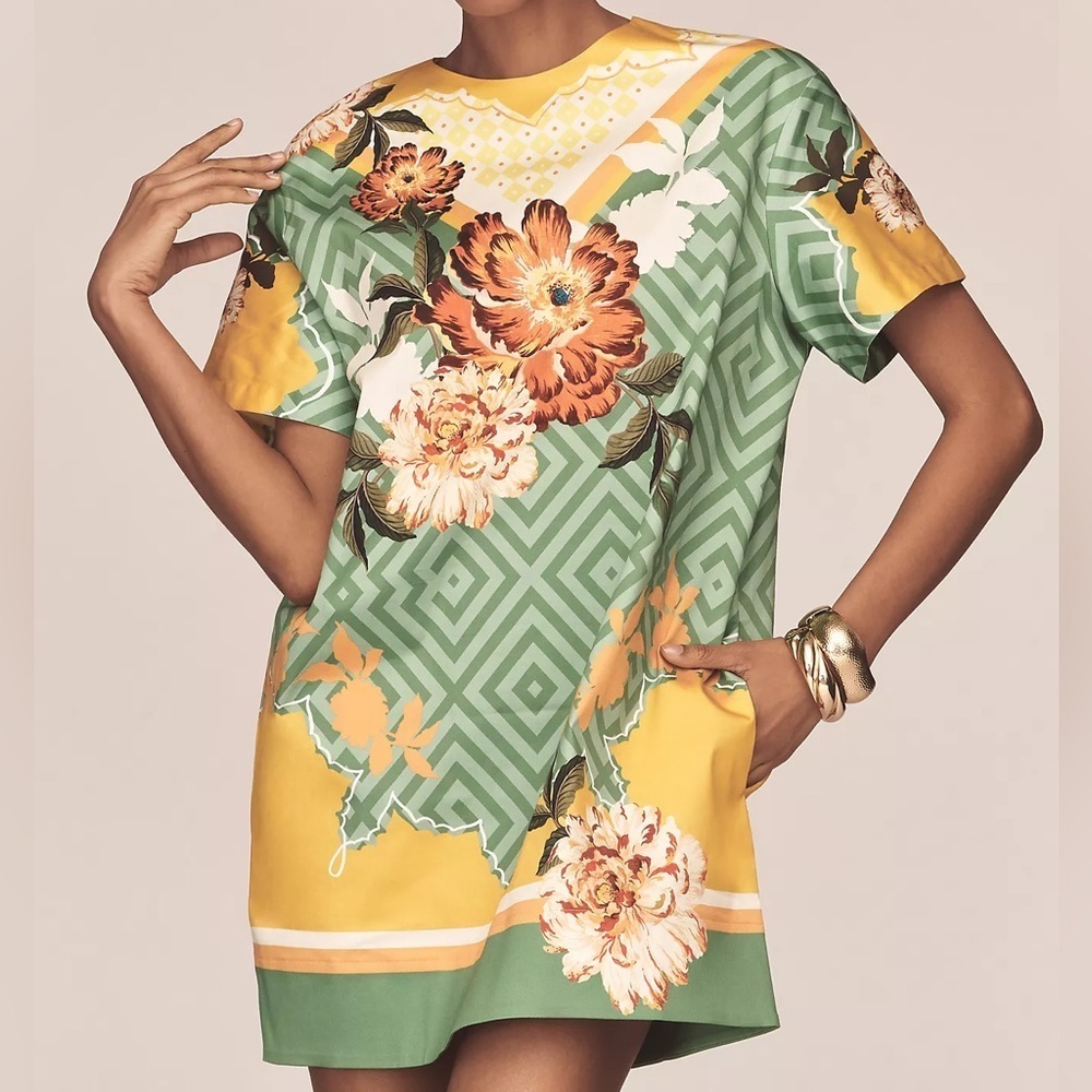 NWT! Anthropologie Floral T-Shirt Dress - Size XS
